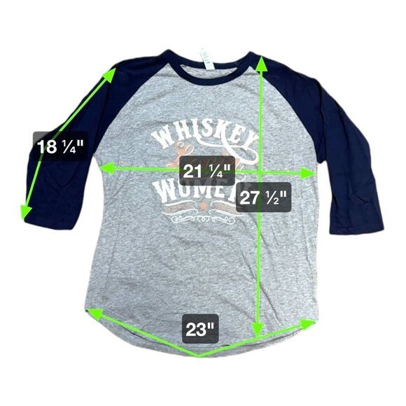 Whiskey Lovin Women Baseball Tee Raglan Gray Black Tshirt Tee Large 3/4 sleeve - Picture 3 of 5